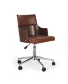 Noble House Rhine Mid-century Modern Upholstered Swivel Office Chair In Brown