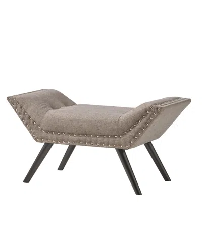 Noble House Rosalynn Tufted Ottoman Bench In Granite
