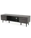 Noble House Rowan Mid-century Modern Tv Stand With Glass Shelf In Gray