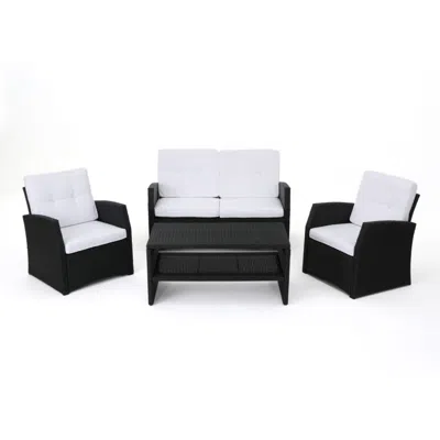 Noble House Sanger Outdoor 4pc Seating Set In White