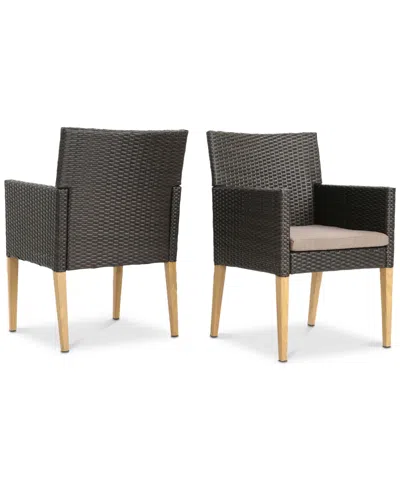 Noble House Sienna Outdoor Dining Chairs (set Of 2) In Brown