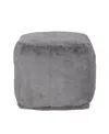 Noble House Silkie Modern Glam Cube Pouf In Charcoal