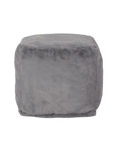 Noble House Silkie Modern Glam Cube Pouf In Charcoal