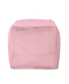 Noble House Silkie Modern Glam Cube Pouf In Dusty Pink