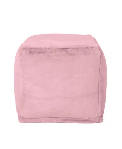 Noble House Silkie Modern Glam Cube Pouf In Dusty Pink