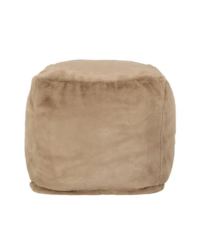 Noble House Silkie Modern Glam Cube Pouf In Taupe