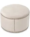 Noble House Sophie Studded Velvet Ottoman In Champagne