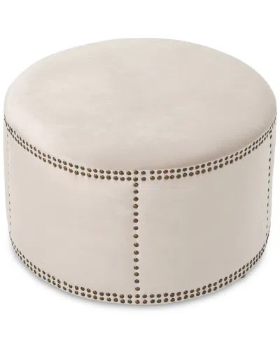 Noble House Sophie Studded Velvet Ottoman In Champagne