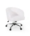 Noble House Syosset Modern Glam Swivel Office Chair In White