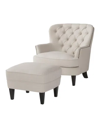 Noble House Tafton Club Chair And Ottoman Set, 2 Piece In Natural