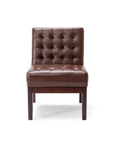 Noble House Uintah Contemporary Tufted Accent Chair In Dark Brown