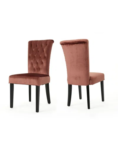 Noble House Venetian Tufted Dining Chair In Blush