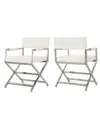 Noble House Vesper Leather Modern Arm Chairs Set, 2 Piece In White