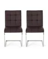 Noble House Vess Modern Upholstered Waffle Stitch Dining Chairs Set, 2 Piece In Dark Brown
