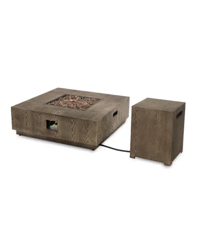Noble House Wellington Outdoor Square Fire Pit With Tank Holder In Brown
