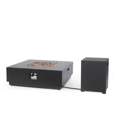 Noble House Wellington Outdoor Square Fire Pit With Tank Holder In Brushed Brown