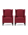 Noble House Wescott Contemporary Recliner Set, 2 Piece In Deep Red