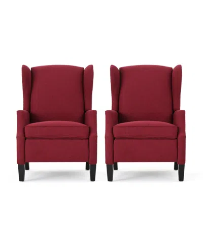Noble House Wescott Contemporary Recliner Set, 2 Piece In Deep Red