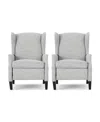 Noble House Wescott Contemporary Recliner Set, 2 Piece In Light Gray