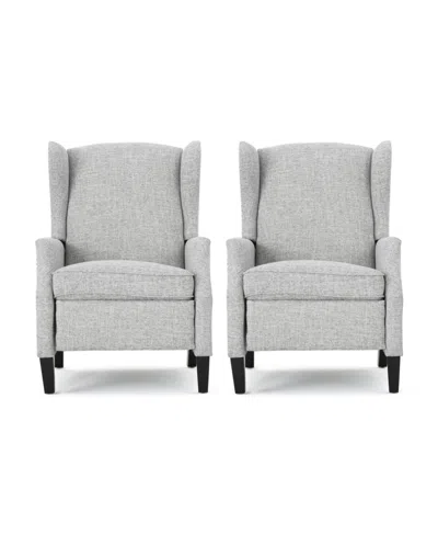 Noble House Wescott Contemporary Recliner Set, 2 Piece In Light Gray