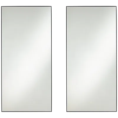 Noble Park Aryn Matte Black 20" X 42 1/4" Rectangular Wall Mirrors Set Of 2
