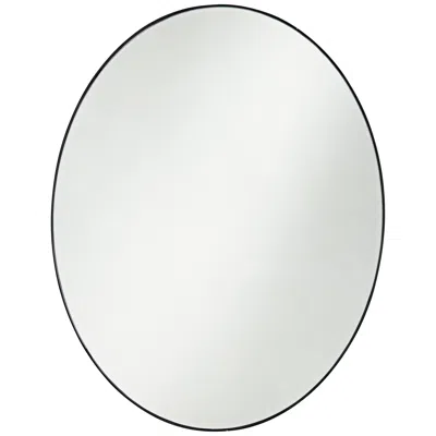 Noble Park Aryn Matte Black Metal 23 1/2" X 30" Oval Wall Mirror