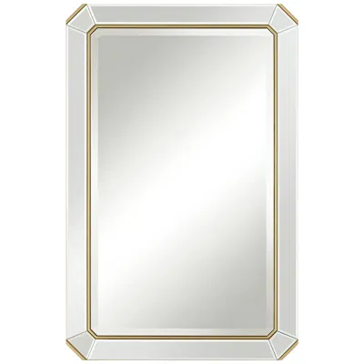 Noble Park Cassandra Gold 26" X 40" Rectangular Wall Mirror In White