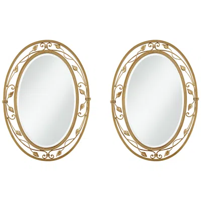 Noble Park Eden Park Gold 24" X 34" Oval Wall Mirrors Set Of 2