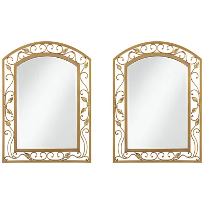 Noble Park Eden Park Gold 25" X 34" Arch Top Wall Mirrors Set Of 2