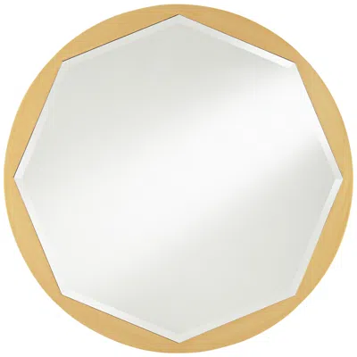 Noble Park Tourasi Brushed Gold 32" Round Cut Framed Wall Mirror