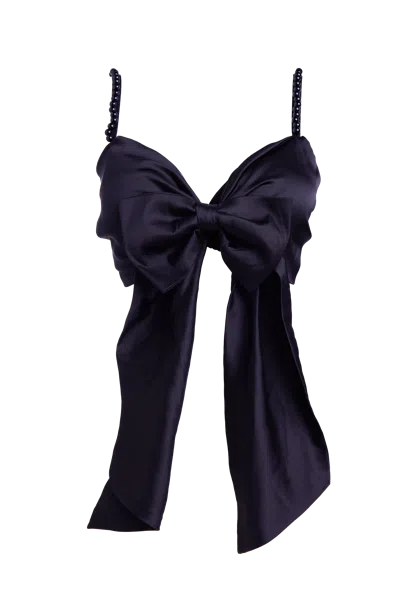 Noblesse Oblige Women's Black Bow Bra With Beads