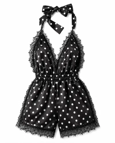 Noblesse Oblige Women's Black Luna Short Romper Polka Dot