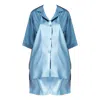 Noblesse Oblige Women's Blue Soft Revere Collar Sleep Shirt In Blue