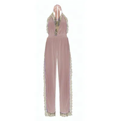 Noblesse Oblige Women's Pink / Purple Cactus Rose Long Open Leg Romper