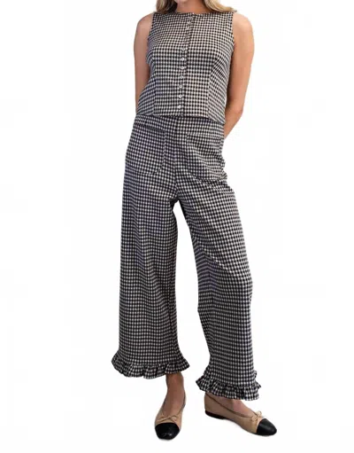 Nobody's Child Gingham Ease Button-front Tank Top In Black In Multi