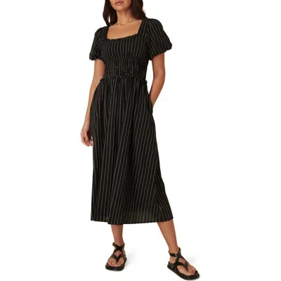Nobody's Child Sadie Puff Sleeve Midi Dress In Black