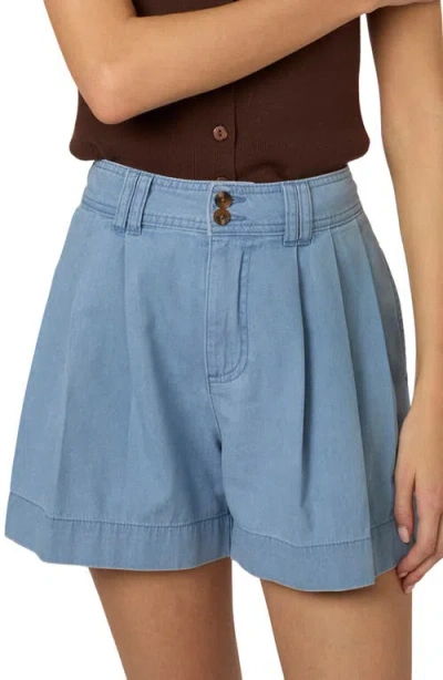 Nobody's Child Albie Pleated Denim Shorts In Blue
