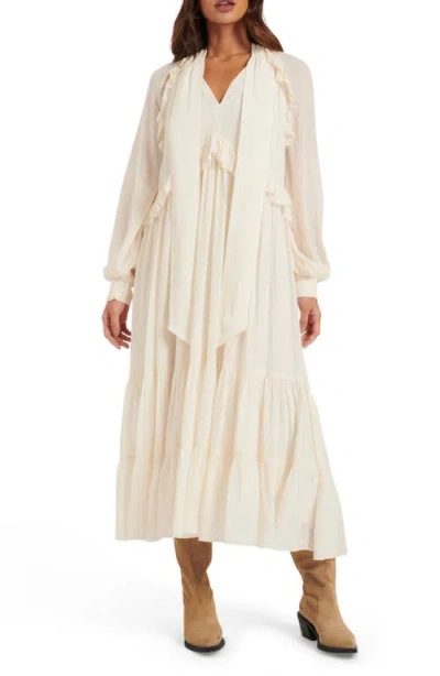 Nobody's Child Flossie Ruffle Detail Midaxi Dress In White