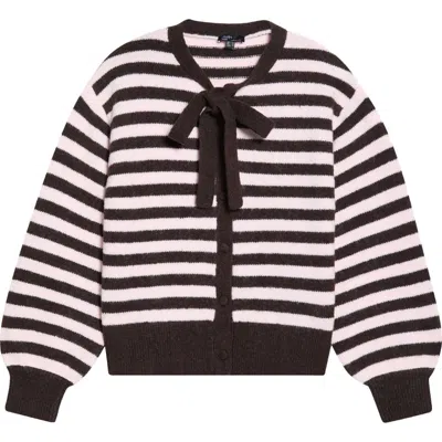 Nobody's Child Bow Detail Stripe Cardigan In Brown