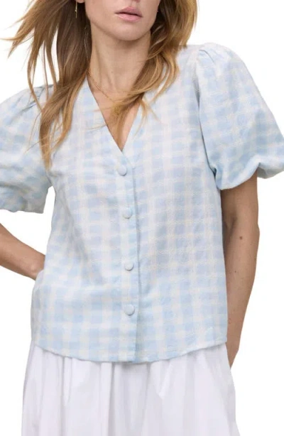 Nobody's Child Brooke Puff Sleeve Top In Blue