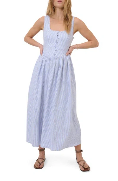 Nobody's Child Cora Pinstripe A-line Midi Dress In Blue