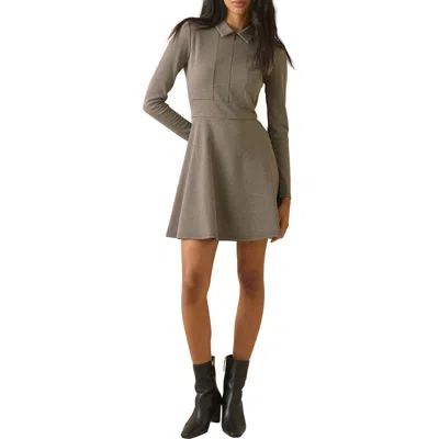 Nobody's Child Corey Houndstooth Check Long Sleeve Minidress In Gray