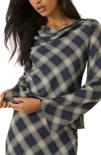 Nobody's Child Cruz Satin Cowl Neck Long Sleeve Top In Animal Print