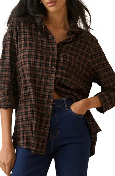 Nobody's Child Delta Oversize Button-up Shirt In Brown