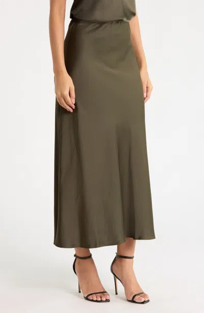 Nobody's Child Eton Satin Midi Skirt In Green