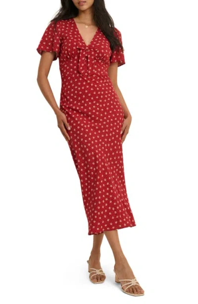 Nobody's Child Faith Flutter Sleeve Midi Dress In Red