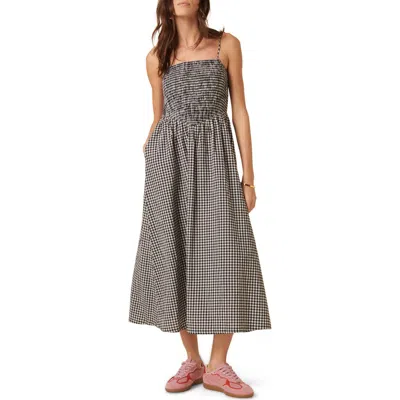 Nobody's Child Imogen Gingham Organic Cotton Midi Sundress In Gray