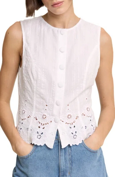 Nobody's Child Layla Eyelet Cotton Button-up Top In White