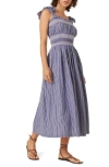 Nobody's Child Marissa Stripe Organic Cotton Midi Sundress In Blue