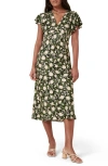 Nobody's Child Martha Flora Flutter Sleeve Midi Dress In Multi